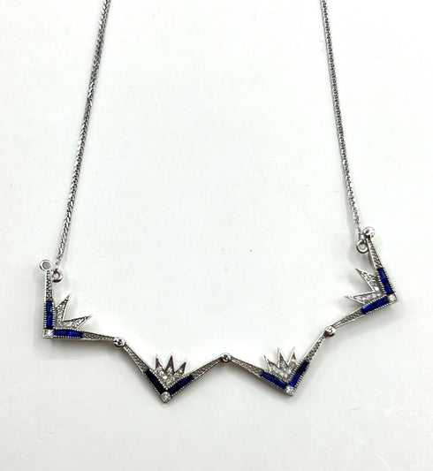 14K Gold Diamond & Sapphire Star Of Bethlehem Opening Magnetic Necklace